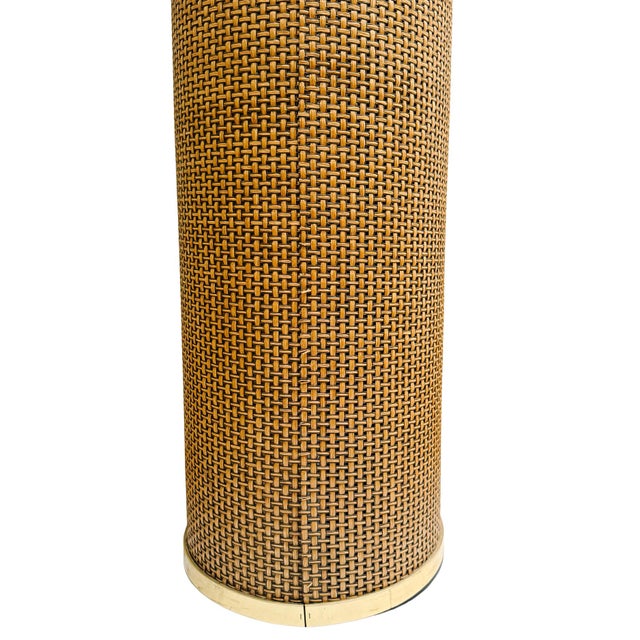 Mid 20th Century Extra Tall Mid-Century Coastal Woven Rattan Cylinder Floor Planter For Sale - Image 5 of 7