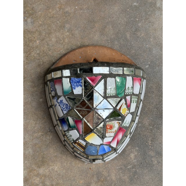 Sculpture Materials 19th Century Mosaic Memory Ware Wall Pocket | Victorian Shardwork Folk Art | Broken China Memento Vessel For Sale - Image 7 of 10