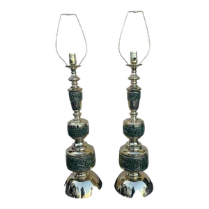 1960s Asian Brass Table Lamps - a Pair