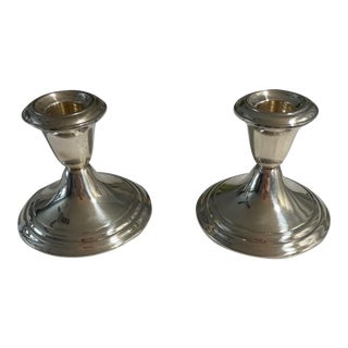 American Sterling Silver Candle Holders - a Pair For Sale