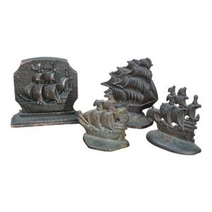 Vintage Set of Four Assorted Tall Ship Book Ends