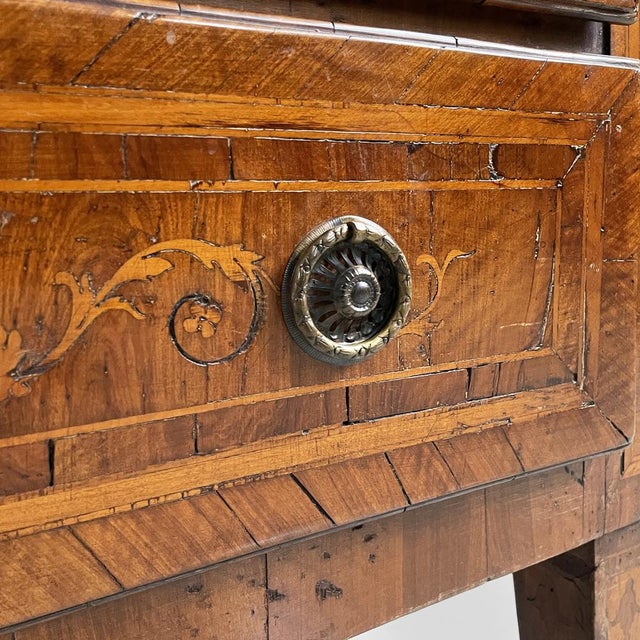 Italian Drop-Leaf Chest of Drawers in Inlaid Wood, 1700s For Sale - Image 9 of 18