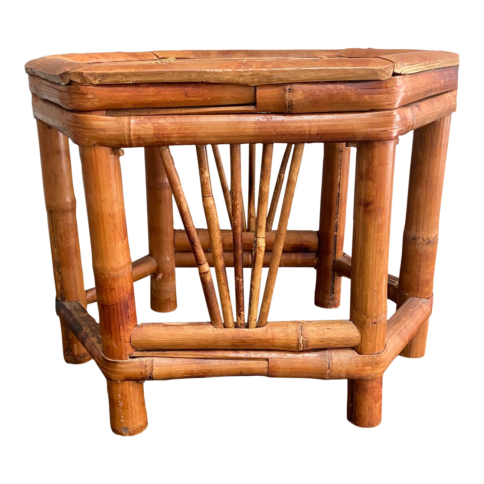 Vintage Bamboo Hexagon Shaped Plant Stand Riser Chairish