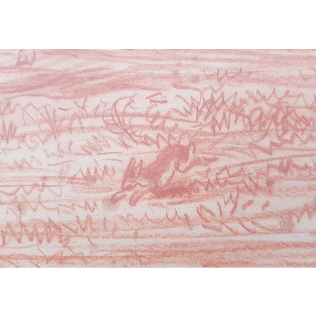 Red Daubigny Charles-François - Large Drawing - Red Chalk - River Bank - Framed - Circa 1870 For Sale - Image 8 of 16