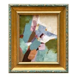 Contemporary Abstract Oil Painting in Vintage Frame For Sale