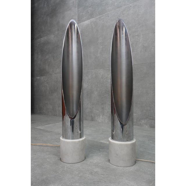 Steel and Marble Table Lamps from Banci Firenze, 1970s, Set of 2 For Sale - Image 4 of 9