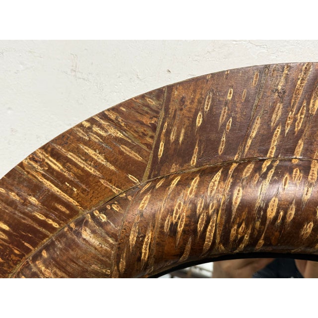 Brown Pottery Barn Round Bark Wood Mirror For Sale - Image 8 of 12