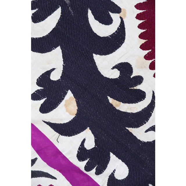 Textile Vintage Handcrafted Embroidered Suzani Wall Decor and Colorful Tapestry For Sale - Image 7 of 9