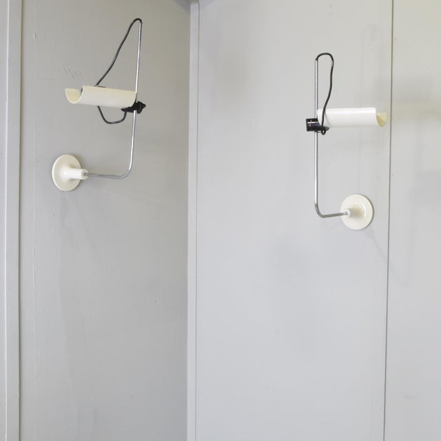 Adam Wall Lamps in Chrome Steel and Lacquered Metal by Vico Magistretti for O-Luce, 1975, Set of 2 For Sale - Image 10 of 13