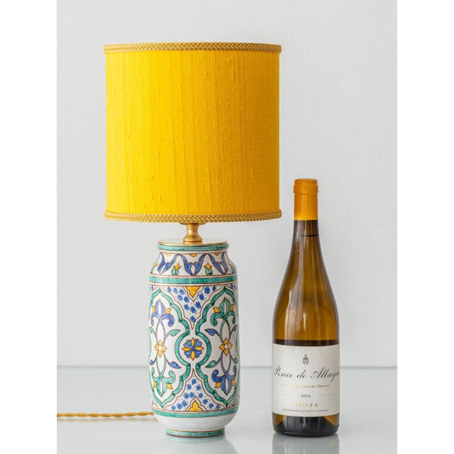 Boho Chic Spanish Moorish Hand-Painted Ceramic Table Lamp For Sale - Image 3 of 17