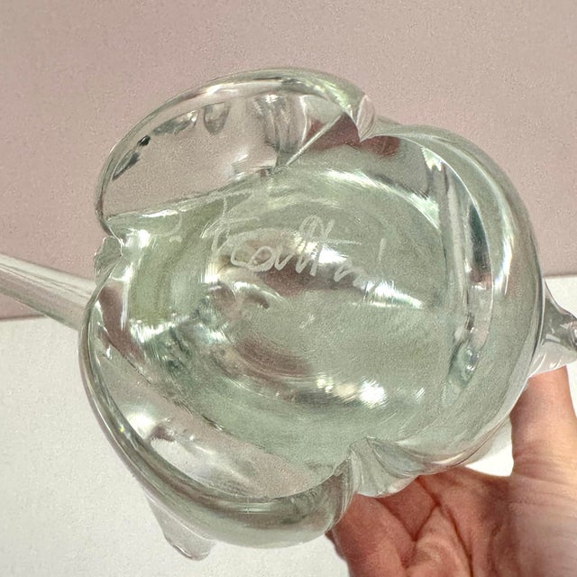 White Vintage Murano Glass Cockatoo Sculpture Signed For Sale - Image 8 of 8