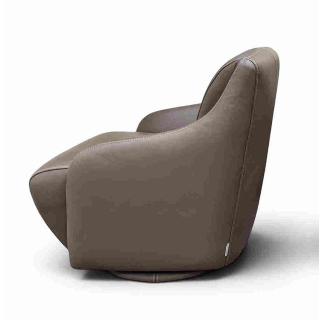 W. Schillig Leather Nikki Swivel Lounge Chair For Sale - Image 4 of 12