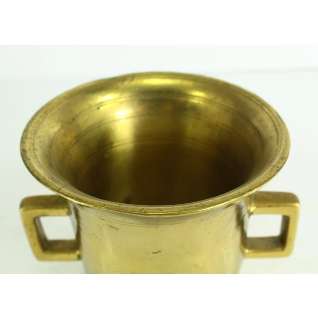 19th Century Apothecary Mortar and Pestle Set, Heavy Solid Bronze/Brass, Polished For Sale - Image 4 of 13
