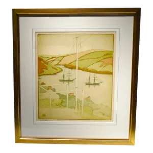 "The Flagstaff", Original Colored Aquatint Etching