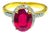 Bochic "Capri" Natural Ruby & Diamonds Vintage Retro Ring Set In 18K Gold&Silver For Sale