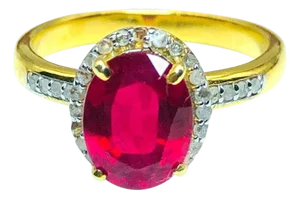 Bochic "Capri" Natural Ruby & Diamonds Vintage Retro Ring Set In 18K Gold&Silver