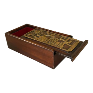 Vintage Chinoiserie Wooden Box 10" W
