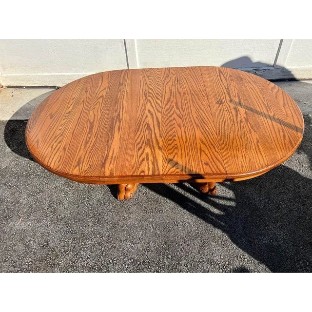Vintage Chippendale Style Solid Oak Coffee Table With 2 Leaves by Bent Rims Co. For Sale - Image 9 of 12