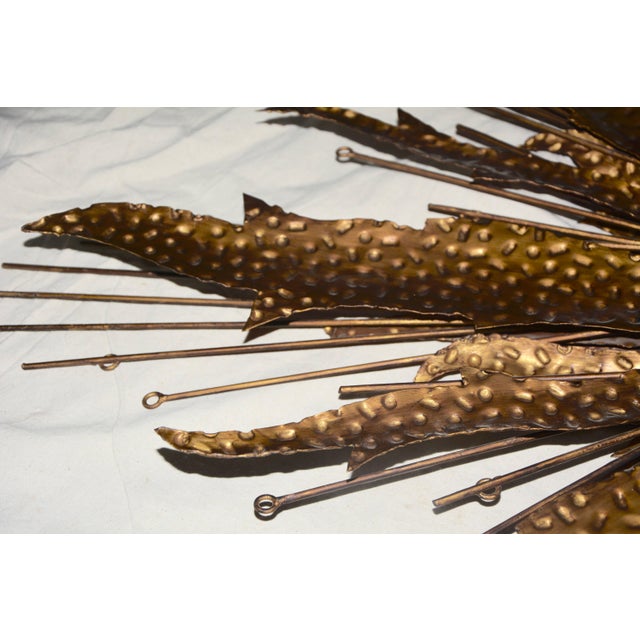 Mid-Century Modern Midcentury Sunburst Handcrafted Art Metal Mirror For Sale - Image 3 of 12