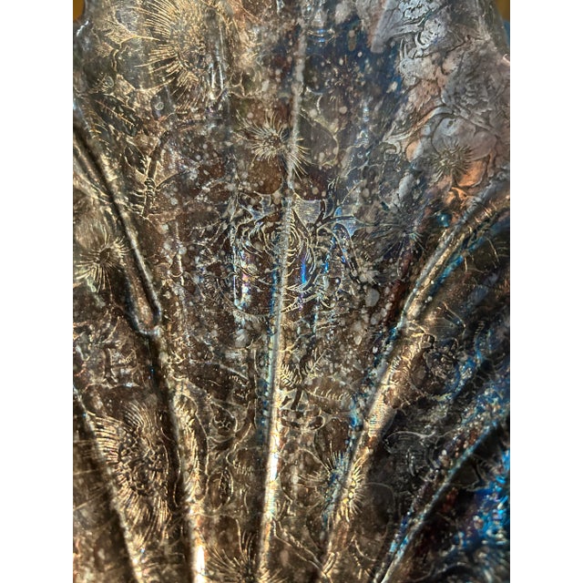 Vintage Weighted Silver Leaf Shaped Serving Tray With Grapes at Handle and Ball Feet For Sale In Saint Louis - Image 6 of 10