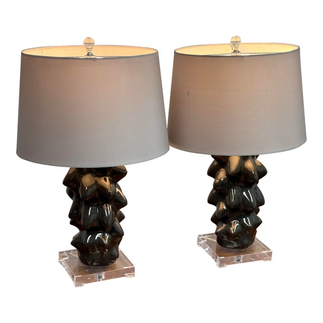 Modern Organic Meteoric Lamps, Pair For Sale