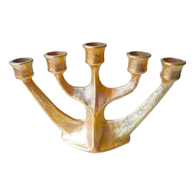 Vintage Brutalist Bronze Candleholder by Gilde Handwerk Horst Dalbeck, 1960s For Sale
