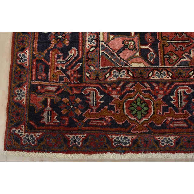 Heriz Rug 7’10” X 10’6” Red Wool Vintage Tribal Hand-Knotted Oriental Carpet For Sale - Image 12 of 15
