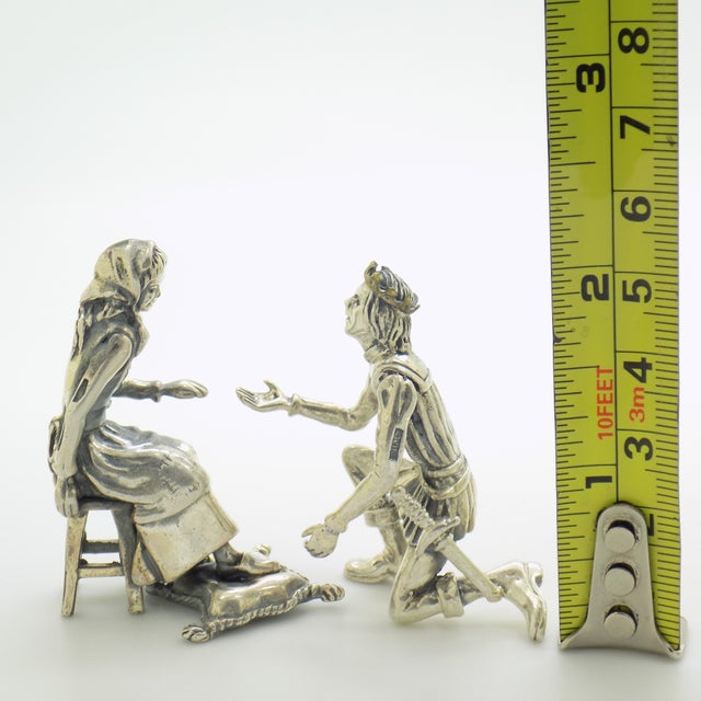 Vintage Italian Cinderella and Prince Silver 800 Figurine Duo by Arezzo Silversmiths, 1970s For Sale - Image 13 of 14