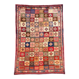 Vintage Persian Lori Checkerboard Rug - 06'02 X 08'09 For Sale