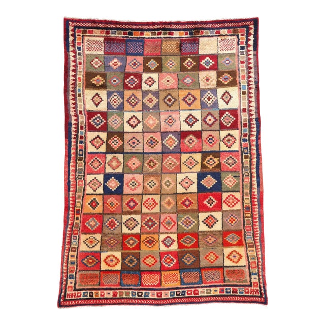 Vintage Persian Lori Checkerboard Rug - 06'02 X 08'09 For Sale