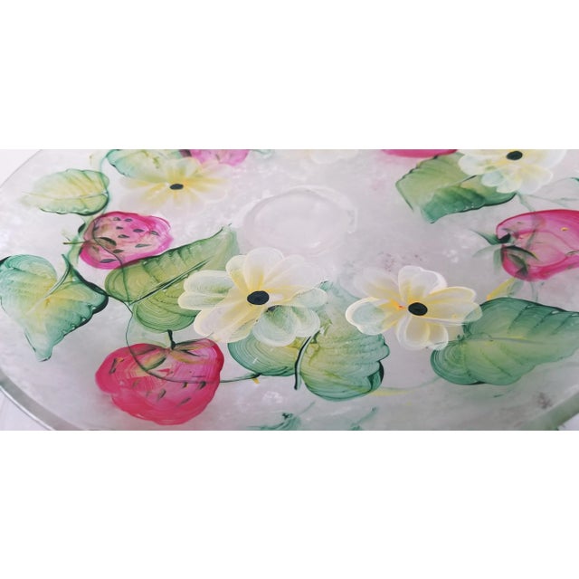 Mid-Century Modern Vintage 2-Tier Serving Platter Frosted Glass Hand Painted For Sale - Image 3 of 8