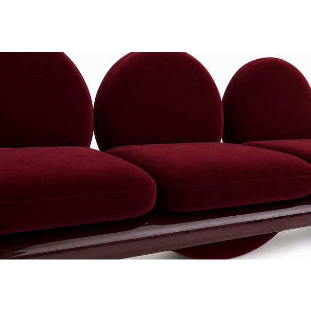 Contemporary Eclipse Sofa in Bordeaux Lacquer and Velvet by Alexandre Ligios For Sale - Image 3 of 9