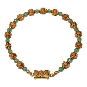 1980s Deborah Lockhart Phillips Emerald and 22 Karat Gold Beaded Bracelet