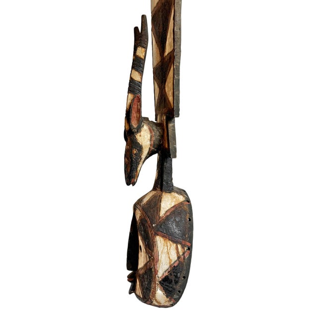 Antique White Old Antique Burkina Faso Antelope Plank Mask For Sale - Image 8 of 12