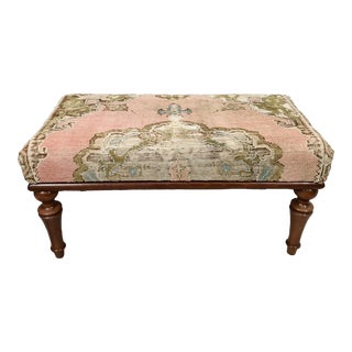 Turkish Rug Upholstered Vanity Bench For Sale