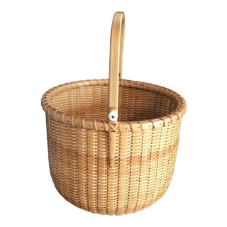 1980s Country G. L. Brown Nantucket Basket Signed For Sale