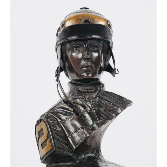 Mid-Century Modern Mid 20th Century Marcel Jovine (1921-2003), Bust of a Jockey Original Bronze,, Signed and Dated in Casting For Sale - Image 3 of 8
