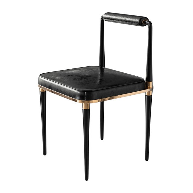 "Audrey" Chair, Stainless Steel, Bronze Details, Tailor Made Leather For Sale - Image 4 of 8