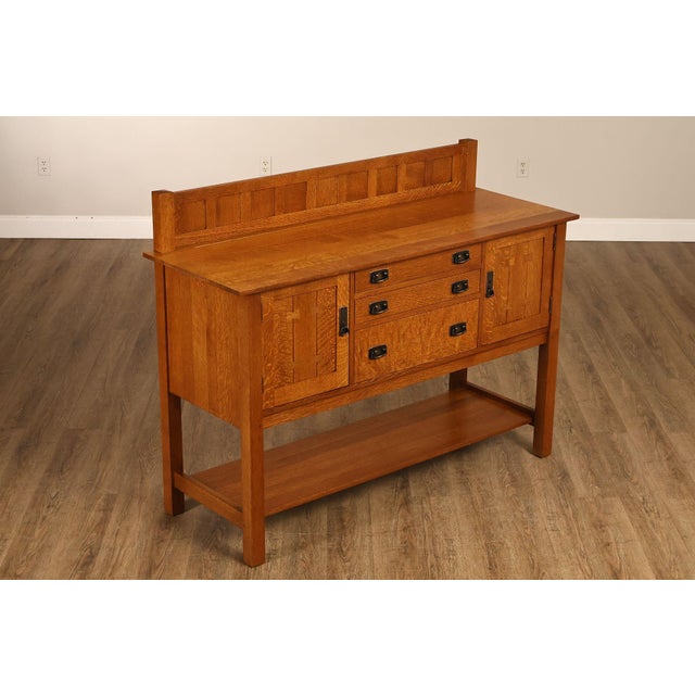 High Quality American Made Solid Cherry Sideboard Server with Three Dovetailed Drawers Flanked by Cupboard Storage...