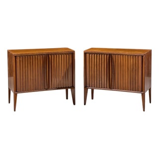 Unagusta Mid Century Walnut Curved Nightstands - Pair For Sale