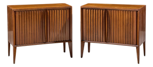 Unagusta Mid Century Walnut Curved Nightstands - Pair