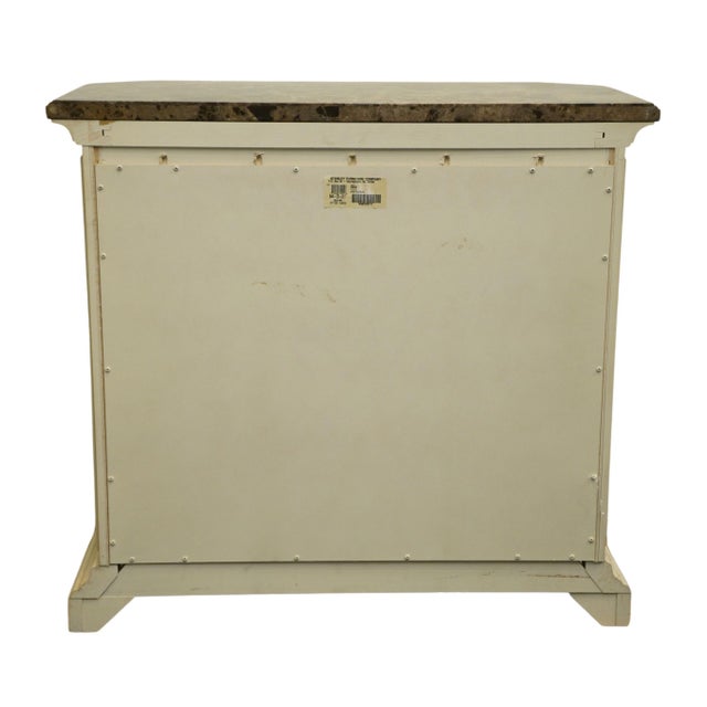 Wood Stanley Furniture Contemporary Modern Off White / Cream Painted 38" Three Drawer Nightstand W. Granite Top 644-23-217 For Sale - Image 7 of 9