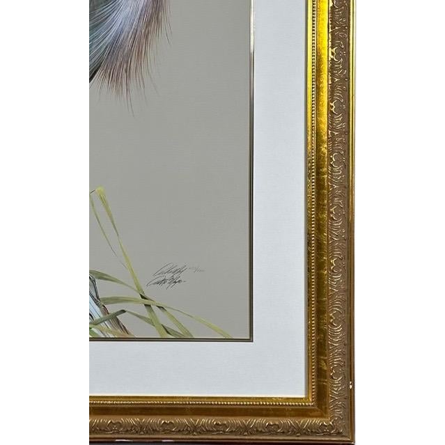 Late 20th Century Art LaMay Signed Limited Edition Bay Blue Heron Gold Gilt Framed Giclee For Sale - Image 9 of 14
