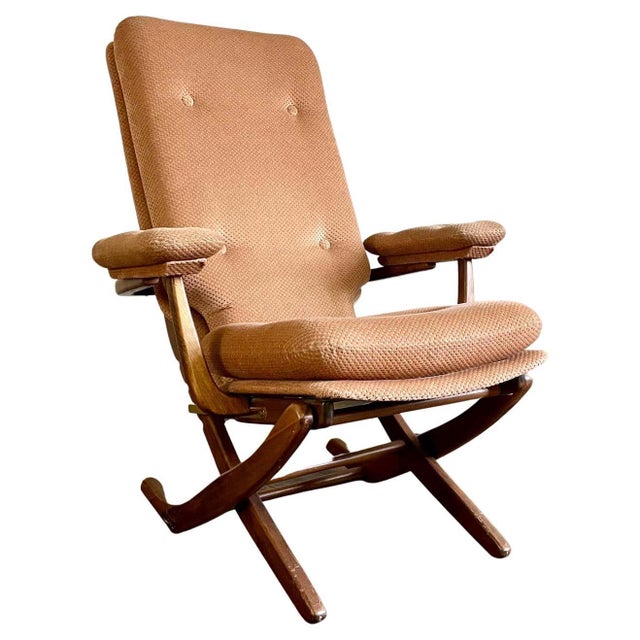 Vintage Wood and Velvet Folding Armchair, 1970s For Sale - Image 18 of 18
