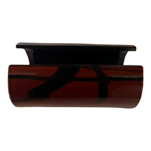 Mid 20th Century Letter Holder Black Swirls on Background of Burnt Orange Glass by Salviati