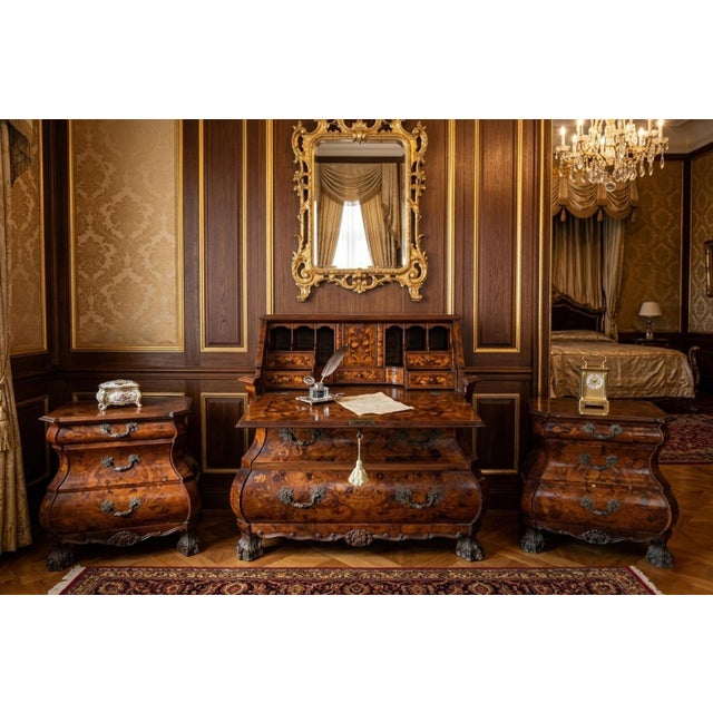 A splendid Dutch Baroque-style triptych of furniture dating back to the early 20th century (circa 1920). The striking and...