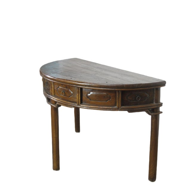 Late 19th Century Half Moon Antique Chinese Hallway Console Table For Sale - Image 5 of 10