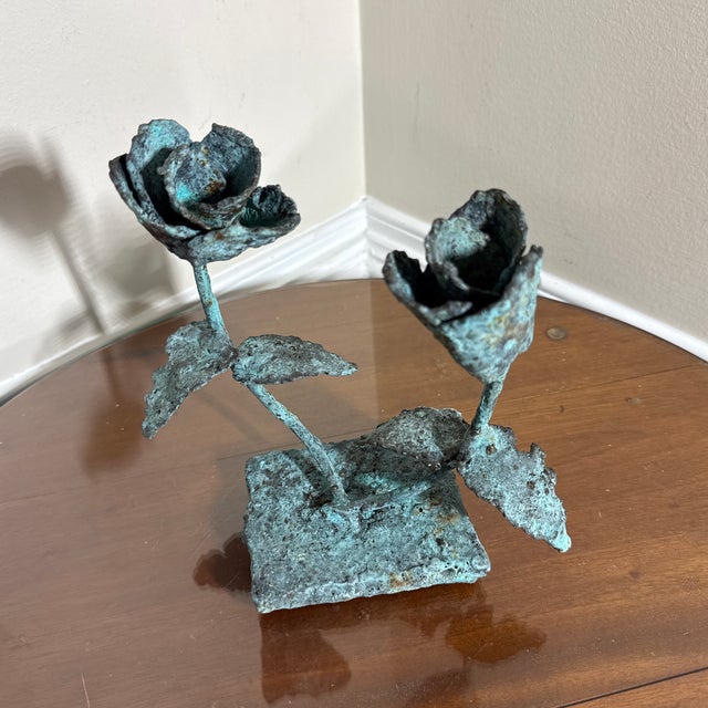 Superb Artist Made Bronze Flower Sculpture that was Made by a local Atlanta artist, nice brass and bronze textured flower...