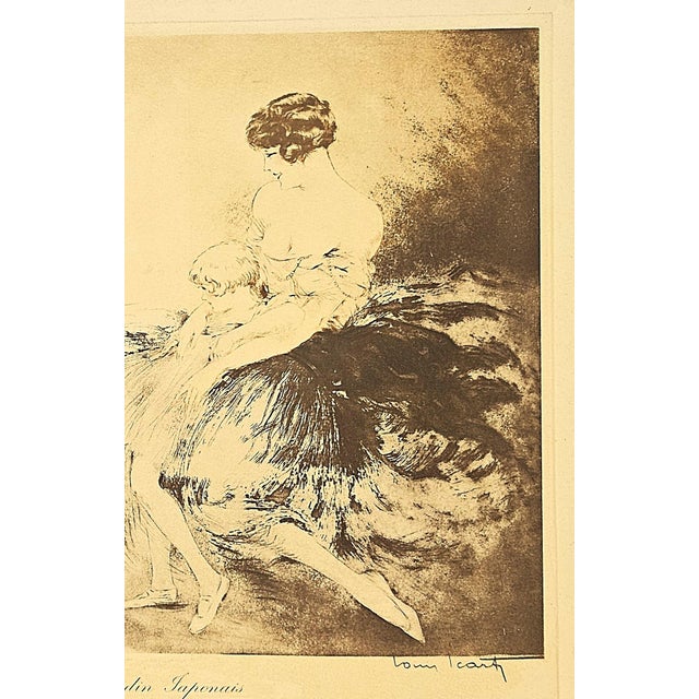 French 1932 Original French Louis Icart Lithograph-Japanese Garden For Sale - Image 3 of 3