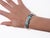 Metal 6.75" Vintage Navajo shadowbox silver bracelet with turquoise For Sale - Image 7 of 10